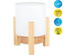 NÄVE LED Tischleuchte "Madita", beige (natur), 1, Ø 12cm H: 19cm, 1 Stk., Leuchten, Akkubetrieb, inkl. USB-C-Kabel, Holzgestell, Textilschirm, dimmbar, LED Tischleuchte