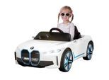 Kinder-Elektroauto BMW i4, Fernbedienung, LED-Beleuchtung, Soft-Start-Funktion (Weiß)