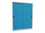 Pavoy Schiebetürenschrank, 1950x1500x400 mm, 8 Böden verzinkt, RAL 7035/5012 (30302-150-400-735512)