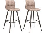 Barhocker BYLIVING "Simone", braun, B:40cm H:103cm T:51cm, 100% Polyester, Hocker, Barhocker, 2er Set, Vintage braun oder Webstoff anthrazit