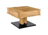 Carryhome Couchtisch, Schwarz, Eiche, Metall, Holzwerkstoff, 2 Schublade(n) Schubladen, quadratisch, Bodenplatte, Sockel, 70x46.5-66x70 cm, höhenverstellbar, einfacher Aufbau, Wohnzimmer, Wohnzimmertische, Couchtische, Couchtische Metall