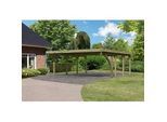 Doppelcarport KARIBU "»Classic 2 SET« Stahl-Dach Variante B, mit einem Einfahrtsbogen", kdi, B/H/T: 563cm x 206cm x 586cm, Carports, aus Masivholz