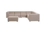 Beliani Lounge SET 7-Sitzer beige rechtsseitig modular Arezzo , Textil , Gartenmöbel, Gartengarnituren, Gartenmöbel-Sets
