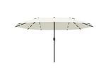 Outsunny Sonnenschirm mit Led, Doppelsonnenschirm, Gartenschirm, Marktschirm, Oval, Metall, Cremeweiß , Weiß , 440x260 cm , Sonnenschutz, Sonnenschirme