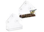 Relaxdays 2Xfenster-Vogelfutterhaus , Transparent , Kunststoff , 15x15x7 cm , Gartenzubehör, Gartenpflege, Vogelhäuser