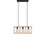Trio Leuchten Pendelleuchte , Braun, Schwarz , Holz, Metall , 60x150x8.5 cm , Lampen & Leuchten, Leuchtenserien