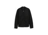 TOM TAILOR Herren Piqué Blouson Jacke mit Bomberkragen, schwarz, Uni, Gr. M