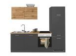 Küchenzeile KOCHSTATION "KS-Kehl", küche: grau, korpus: grafit, arbeitsplatte: wotaneichefarben, B:240cm T:60cm, Komplettküchen-Sets, ohne E-Geräte, Breite 240 cm, für Kühlschrank und Geschirrspüler