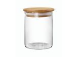 Homeware Profession. Vorratsdose , Hellbraun , Glas , Bambus , 1,2 l , rund , 18 cm , Lfgb , hitzebeständig , Küchenzubehör, Vorratsbehälter, Vorratsdosen