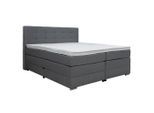 Moderano Boxspringbett, Grau, Kunststoff, H3, Höhe ca. 18 cm, 180x200 cm, gepolstertes Kopfteil, Stoffauswahl, Topper durchgehend, in verschiedenen Größen erhältlich, Schlafzimmer, Betten, Doppelbetten