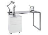 Xora Schreibtisch, Schwarz, Silber, Weiß, Metall, Glas, Holzwerkstoff, 3 Schublade(n) Schubladen, rechteckig, Flachrohr, rund, 62x76x130 cm, Bsci, Stauraum, Arbeitszimmer, Schreibtische, Bürotische