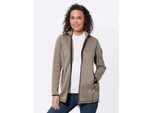 Fleecejacke CASUAL LOOKS, Damen, Gr. 40, beige (sesam, schwarz, gemustert), 100% Polyester, Paspelierung:100% Polyester, gemustert, mehrfarbig, meliert, Jacken Fleecejacke