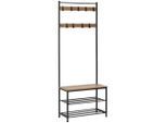 PBJ Garderobe , Naturfarben, Schwarz , Metall, Holzwerkstoff , 70x175x33 cm , Garderobe, Garderoben-Sets & Garderoben-Serien, Garderoben-Sets