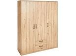 Xora Drehtürenschrank , Eiche Artisan , Metall , 4 Fächer , 2 Schubladen , 157x194x54 cm , Beimöbel erhältlich , Schlafzimmer, Komplette Schlafzimmer und Serien, Schlafzimmerserien