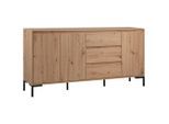 Mid.you Sideboard Korsika, Eiche Artisan, Metall, 2 Fächer, 3 Schublade(n) Schubladen, 170x87x40 cm, Wohnzimmer, Kommoden & Sideboards, Sideboards