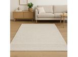 Wollteppich "Wooly Nature", weiß (natur,weiß), B:200cm H:10mm L:240cm, Baumwolle, Wolle, MYFLAIR MÖBEL & ACCESSOIRES, Teppiche, Handwebteppich, reine Wolle, Scandi Design, handgewebt, Wohnzimmer