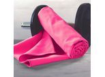 Sporthandtuch DYCKHOFF "Sporttuch Mikrofaser", pink, B:80cm L:180cm, Microfaser, Obermaterial: 90% Polyester, 10% Polyamid, Handtücher, im Set, mit Meshtasche, ideal für Sport, Reisen und Camping