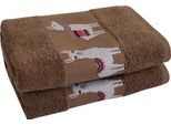 Handtücher DYCKHOFF "Lama", braun, B:50cm L:100cm, Walkfrottee, Obermaterial: 100% Baumwolle, Handtücher, mit trendiger Lamabordüre