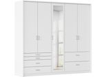 Drehtürenschrank RAUCH "Kleiderschrank Schrank Garderobe Wäscheschrank WILDBERG", weiß (alpinweiß), B:230cm H:212cm T:58cm, Holzwerkstoff, Schränke, Drehtürenschrank, mit 6 Schubladen, obere Schublade mit Holz-Einteilung MADE IN GERMANY