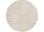 Designteppich AYYILDIZ TEPPICHE "ART 1121 Boho Design", beige (creme), H:20mm Ø:120cm, Polypropylen, Teppiche, auch in eckig, 3D Optik, Boho, skandinavisch, weich, Wohnzimmer