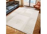 Designteppich AYYILDIZ TEPPICHE "ART 1121 Boho Design", beige (creme), B:140cm H:20mm L:200cm, Polypropylen, Teppiche, auch als Läufer und in rund, 3D Optik, Boho, skandinavisch, Wohnzimmer