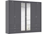 Drehtürenschrank RAUCH "Kleiderschrank Schrank Garderobe Wäscheschrank WILDBERG", grau (graumetallic), B:275cm H:231cm T:58cm, Holzwerkstoff, Schränke, Drehtürenschrank, mit 6 Schubladen, obere Schublade mit Holz-Einteilung MADE IN GERMANY