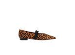 Pointed Toe Leopard Print Flats With Frayed Black - Gr. 36 (EU) - in Braun