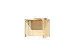 Karibu Promajna small Pavillon halb mit Rückwand und 2 Lamellenwänden