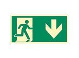 moedel Fluchtwegzeichen "Notausgang rechts Pfeil unten", nach ISO 7010 E002, Folie selbstklebend, langnachleuchtend, B 400 x H 200 mm