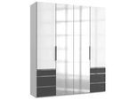 Drehtürenschrank Level 36D ca. 200 cm Graphitfarben/Weiß