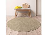 Teppich MERINOS "Kenzy", beige (natur), H:10mm Ø:120cm, Polypropylen, Teppiche, Teppich, robuster In- und Outdoor Teppich im natürlichen Jute-Look, wetterfest