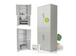 Juskys Aktenschrank aus Metall – 180x80x40 cm, 2 Türen, abschließbar & höhenverstellbar - Hellgrau