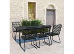 vidaXL 7-tlg. Garten-Essgruppe Poly Rattan und Glas