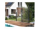 Zaun STAKET PRO, grau (anthrazit), Pfosten: 3 Stk., Aluminium, Glas, Zaunelemente, Glaszaun, Gesamtlänge: 2,29 m, 3 Pfosten