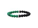 Armband CAÏ "Malachit & Onyx 21cm", grün, Armbänder, Herren, 21cm, Edelstahl, glänzend, matt, Armband