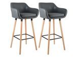 CLP Barhocker 2er Set gepolstert mit Lehnen Grant, Barstühle mit Kunstlederbezug, Gestelle aus Holz bis 150 kg belastbar