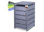 Mülltonnenbox 1er Tonne bis 240 Liter Anthrazitgrau RAL 7016 verzinkter Stahl Premium Dämpfer Aufkleber-Set wetterfest