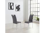 Esszimmerstuhl HELA "Andrea", grau (grau, silberfarben), B:43cm H:100cm T:64cm, 97% Polyurethan, 3% Baumwolle;Kunstleder, Stühle, Esszimmerstuhl, 2 oder 4 Stück