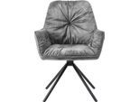 Esszimmerstuhl SALESFEVER "Ottawa Armlehnstuhl: Rückzugsort im Esszimmer", schwarz (hellgrau schwarz, schwarz), B:61cm H:90cm T:59cm, Metall, Polyester, Stühle, Esszimmerstuhl, 360 Drehbarer Esszimmersessel mit Armlehnen - 1 Stück