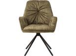 Esszimmerstuhl SALESFEVER "Ottawa Armlehnstuhl: Rückzugsort im Esszimmer", schwarz (grün schwarz, schwarz), B:61cm H:90cm T:59cm, Metall, Polyester, Stühle, Esszimmerstuhl, 360 Drehbarer Esszimmersessel mit Armlehnen - 1 Stück