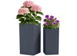 CLP Pflanzkübel groß, 2er Set für außen und innen, Outdoor XXL Blumenkübel eckig, wetterbeständig frostsicher in Steinoptik, winterfest