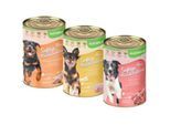 Lyra Pet Lecker.Pet Gino's, Josie's & Luna's Saftige Fleischmahlzeit Hunde Nassfutter Mix 18x400g Vollnahrung
