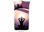 Wendebettwäsche , Violett , Textil , Buddha , 135x200 cm , bügelleicht , Heimtextilien, Bettwäsche & Leintücher, Bettwäsche, Wendebettwäsche
