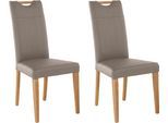 Esszimmerstuhl HOME AFFAIRE "Roberta", grau (taupe, eichefarben), B:47cm H:99cm T:61cm, Holzwerkstoff, Stühle, Esszimmerstuhl, mit Bezug aus Echtleder und Gestell aus Eiche Massivholz