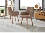 Esszimmerstuhl HOME AFFAIRE "Brest", braun (taupe, eiche natur geölt), B:59,5cm H:88cm T:66cm, Polyester, Stühle, Esszimmerstuhl, Armlehnstuhl in Leder oder Microfaser, Gestell Eiche Massiv geölt