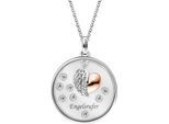 Kette mit Anhänger ENGELSRUFER "Glaslinse Herzflügel", rosa (silberfarben, roségoldfarben, kristallweiß), Halsketten, Damen, Glas Silber 925 (Sterlingsilber), L: 50 B: 1,42mm, Glas, Silber 925 (Sterlingsilber), Made in Germany - mit Zirkonia (synth.), B:1,42mm