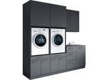 Mehrzweckschrank-Set LAUNDREEZY "Laundreezy, 8-tlg. Mehrzweckschrank-Set B/H/T 238/238/68 cm", anthrazit matt, B:236cm H:238cm T:68cm, Holzwerkstoff, Kastenmöbel-Sets, Breite 238 cm, Soft-Close-Funktion, höhenverstellbare Füße