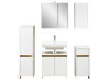 Badmöbel-Set SAPHIR "Quickset 100, Waschbeckenunterschrank mit Spiegelschrank", weiß, B:126,4cm H:200cm T:32,2cm, Holzwerkstoff, Kastenmöbel-Sets, Badmöbel-Set, Badezimmer-Set mit Unterschrank, Hängeschrank und Midischrank in Weiß