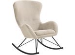 Schaukelstuhl SALESFEVER "Komfortabel entspannen", beige (beige, schwarz, beige), B:70cm H:102cm T:94cm, Metall, Polyester, Stühle, Schaukelstuhl, in Lammfelloptik