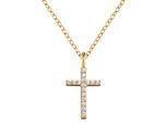 Kette mit Anhänger ENGELSRUFER "Kreuz", gold (gelbgoldfarben, kristallweiß), Halsketten, Damen, Silber 925 (Sterlingsilber), L: 42 B: 1,2mm, mit Zirkonia (synth.), B:1,2mm